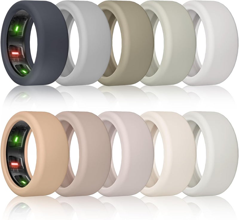 BandSmith Silicone Ring Cover Compatible with Oura Ring Protector, Elastic Case for Oura Ring Gen 4/3 Working Out - Patent Protected (Neutral Nest-10P, S for 678910) - Image 1